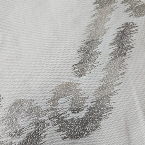 Geometric Upholstery Fabric 59"W By The Yard White Gray Lattice Embroidery Drape - Picture 5 of 8